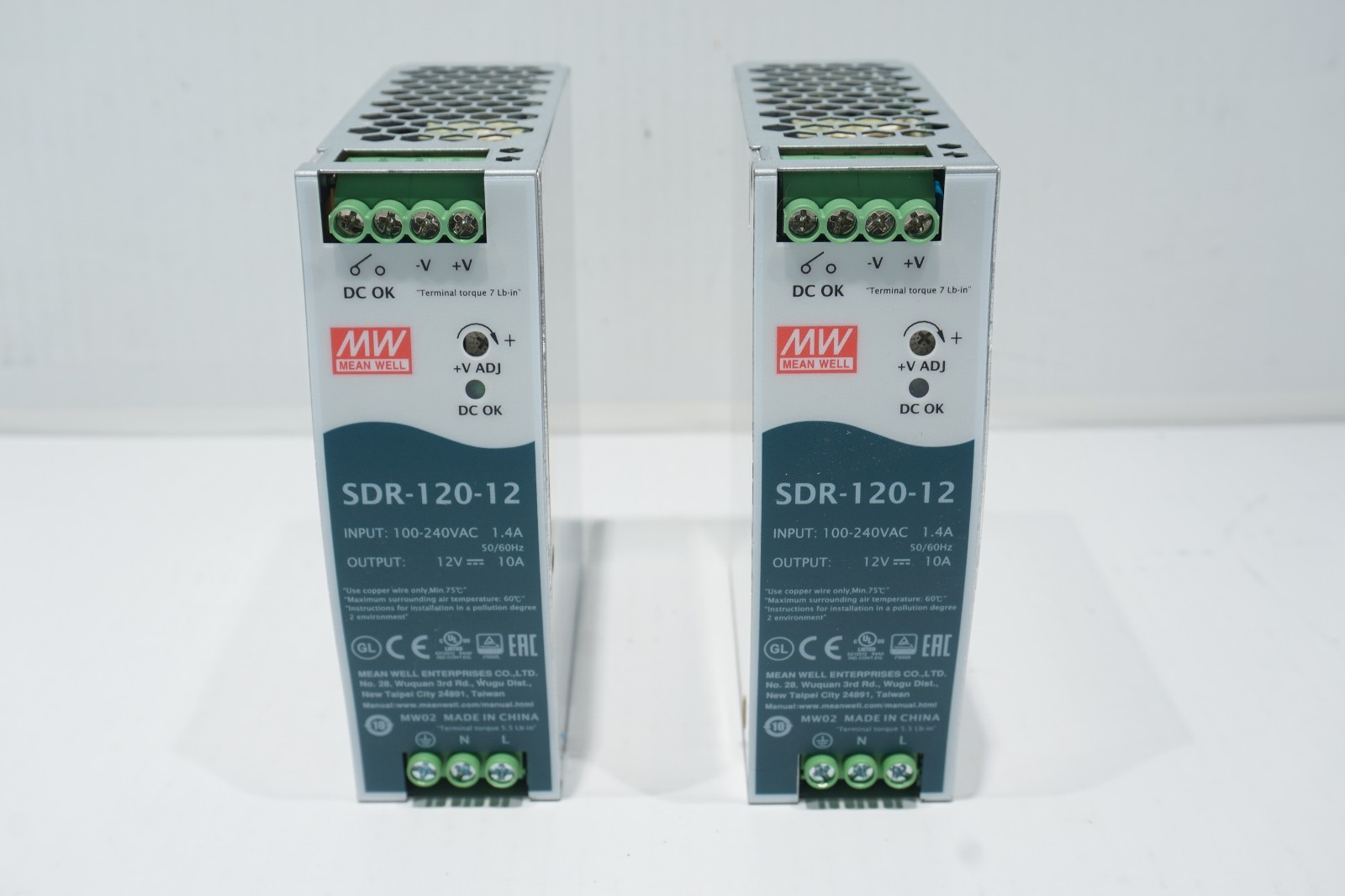 2 – MEAN WELL SDR-120-12 DIN RAIL MOUNT POWER SUPPLY (12V / 10A / 120W)