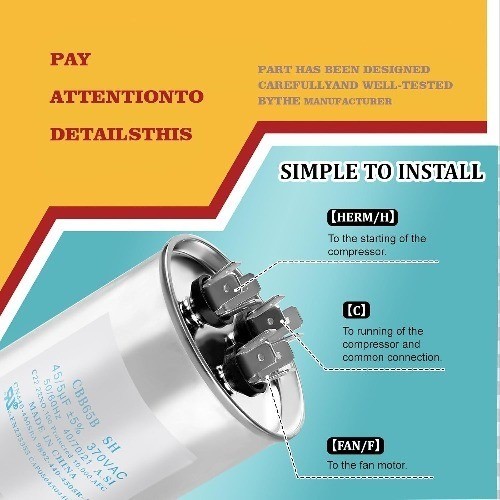 CAP050450440CT CAP050450440RTS CAP050450440RTP 45+5 MFD 370 440V AC Round Dual