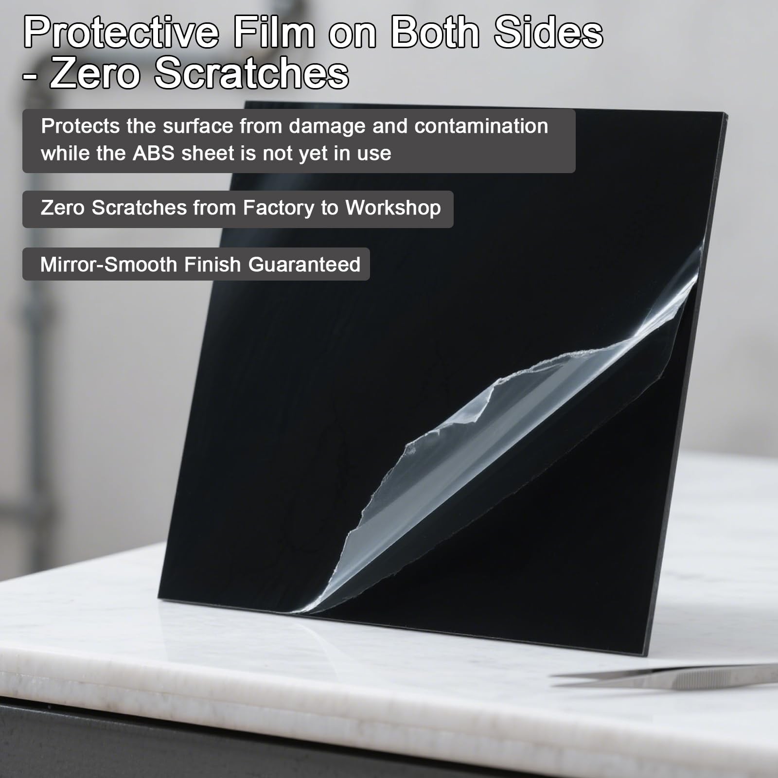 ABS Plastic Sheet 1/4 Inch Thick 12″ x 12″ Two-Sided Heat Moldable Black 2 PCS