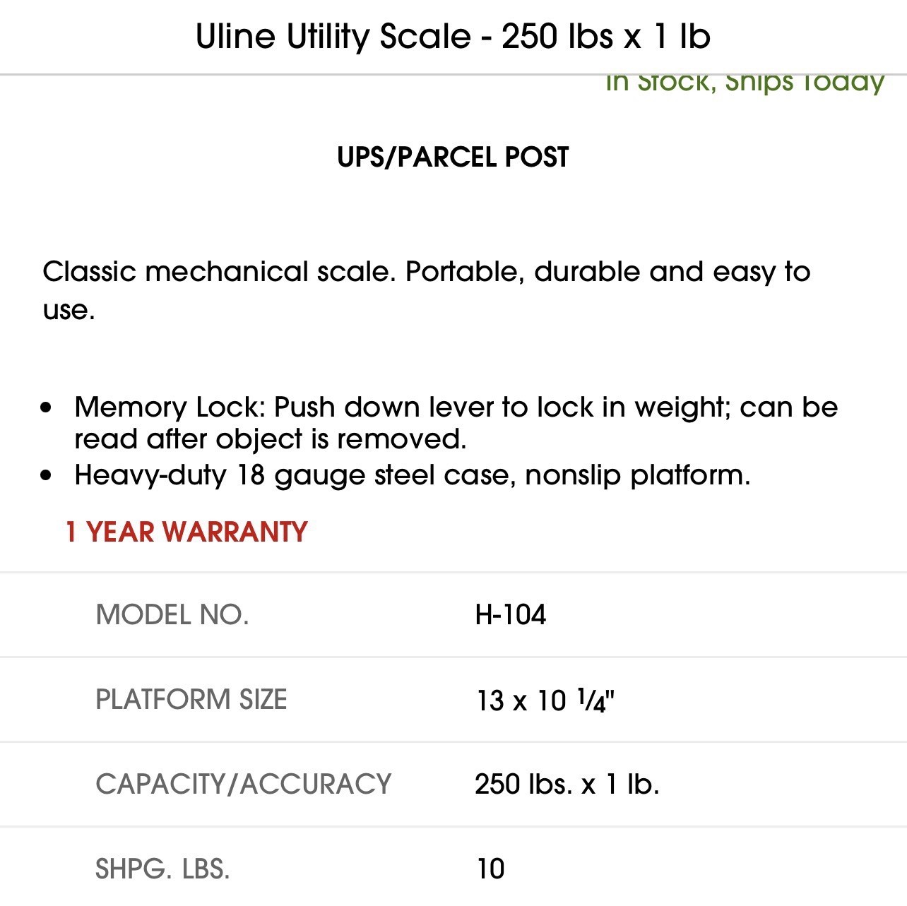ULINE Commercial SCALE. Gently Used. Excellent Condition Free Shipping