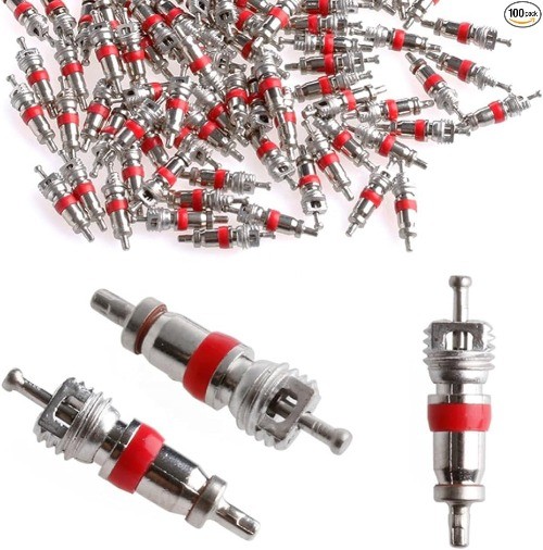 100PCS Premium Tyre Valve Cores, Nickel Plated Valve Stem Core Part Replacement,