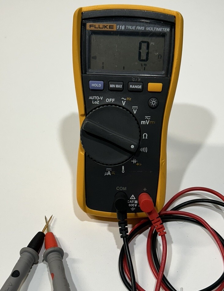 Fluke 116 HVAC AC/DC600V True RMS Digital Multimeter,Temp ,Capacitance ,Ohm,Freq