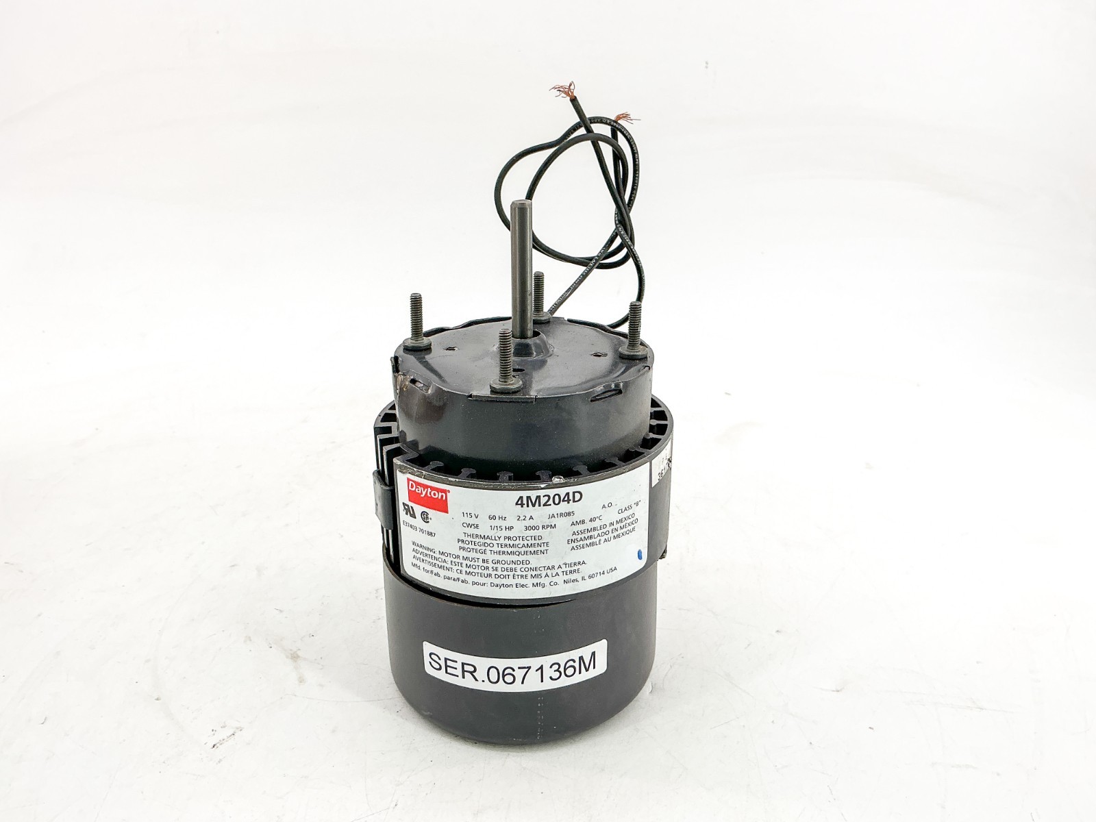 New Dayton 4M204D Electric Motor 115V 3000RPM 1/15HP 1PH