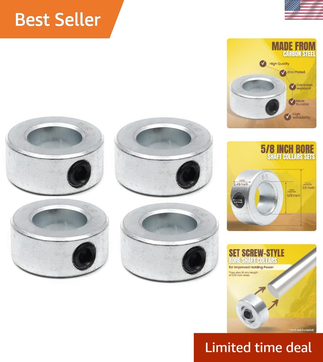 Cost-Efficient 4-Pack of 5/8” Bore Shaft Collars – Ultimate Industrial Support