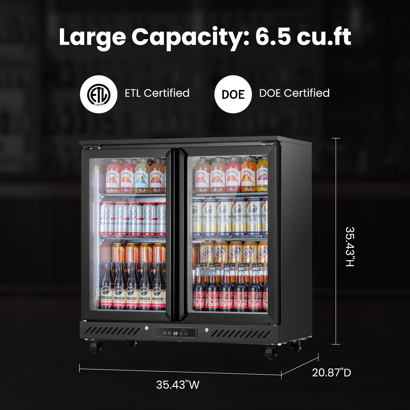 Yeego 6.5 Cu.Ft Back Bar Cooler Commercial Beverage Refrigerator Under Counter