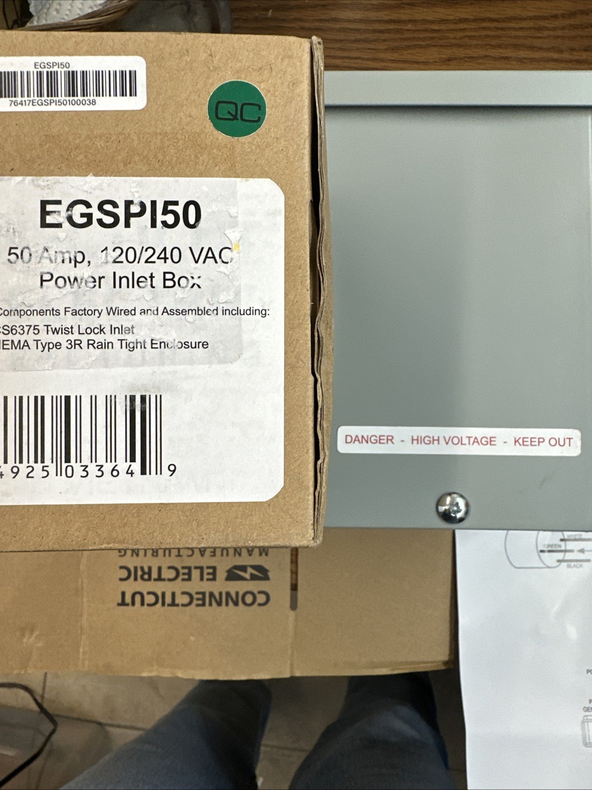 Connecticut Electric P150 Power Inlet Box EGSP150, 50 Amp, 120/240 Volt