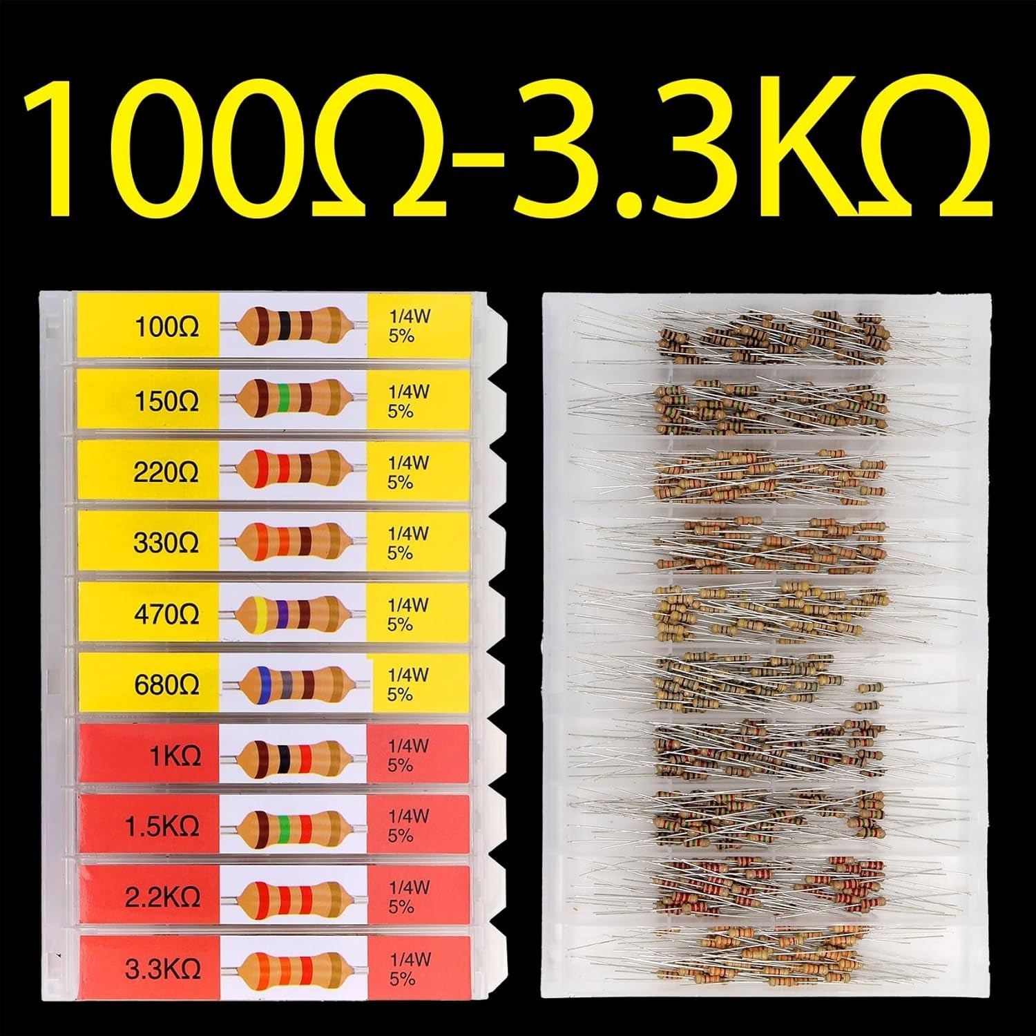 5% Tolerance Carbon Resistor Set: 100Ω-1MΩ Assortment for Electronics – 1/4 Watt