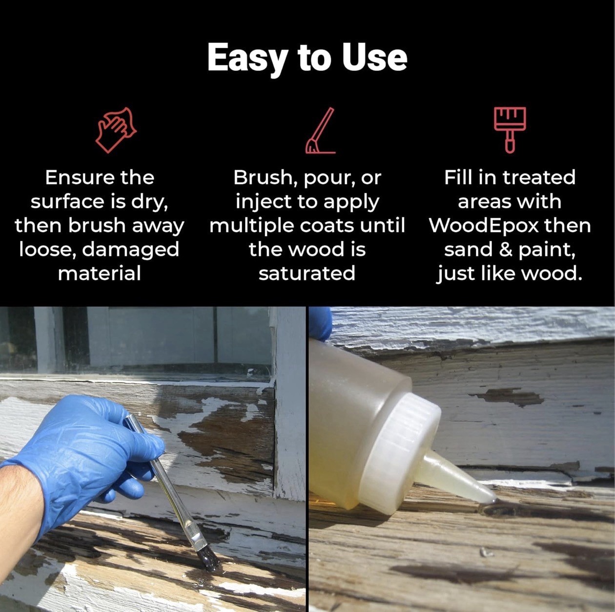 Abatron LiquidWood 2 Pint Kit Epoxy Wood Hardener Consolidant Part A & B