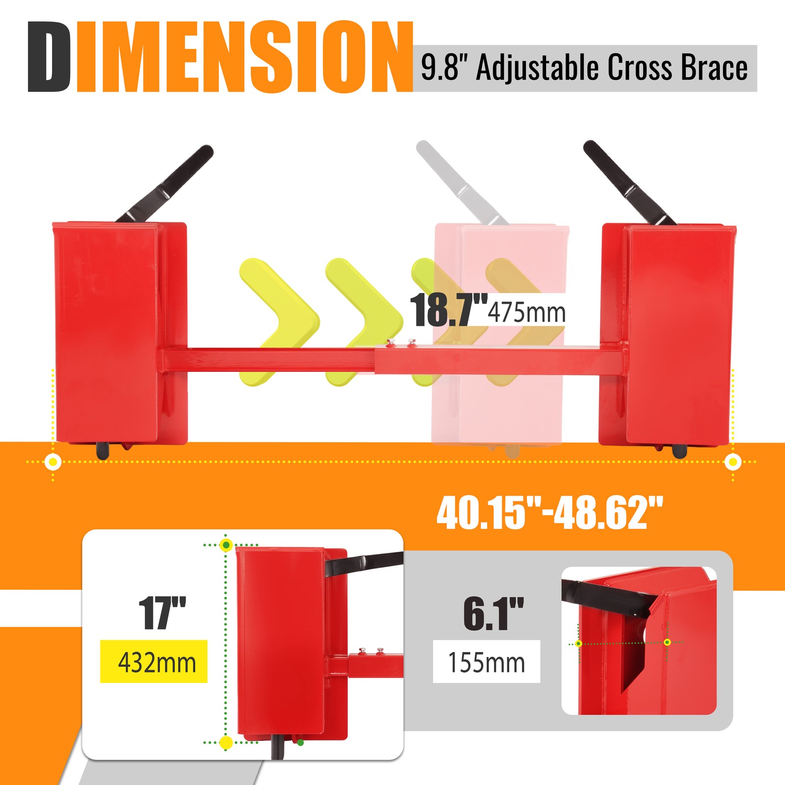 New Skid Steer Quick Attach Conversion Adapter W/ Adjustable Cross Brace 4000LBS
