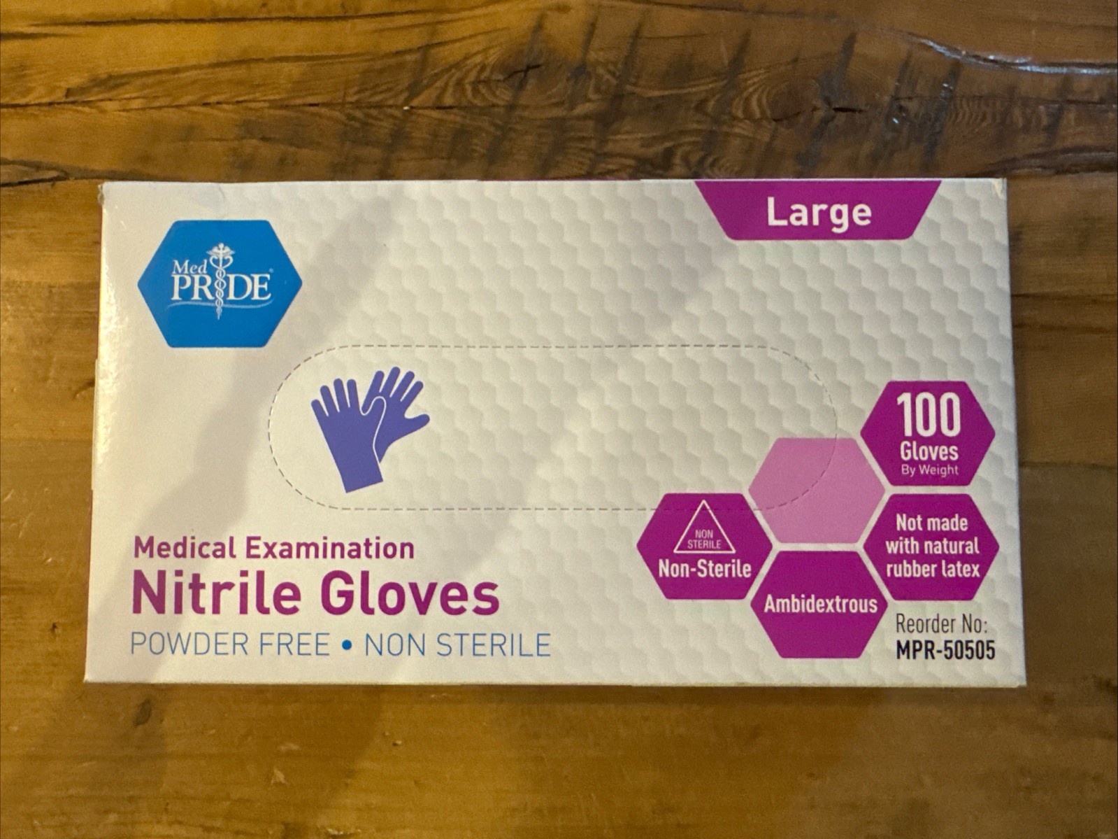 MedPride Powder-Free Nitrile Exam Gloves, Large, Large (Pack of 100)