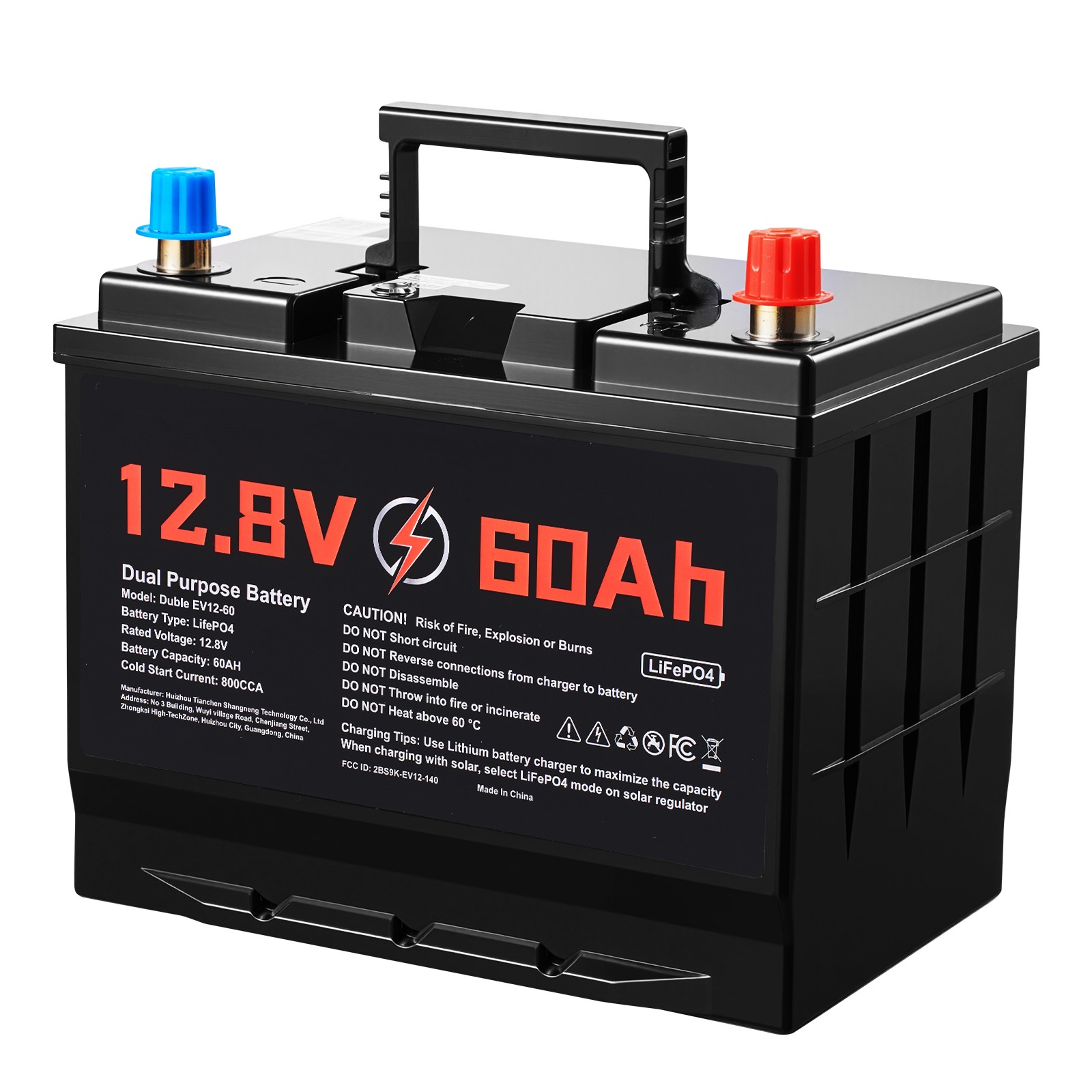 Uimoso 12V 60Ah LiFePO4 Lithium Battery with 800 CCA for Starting and Cycling