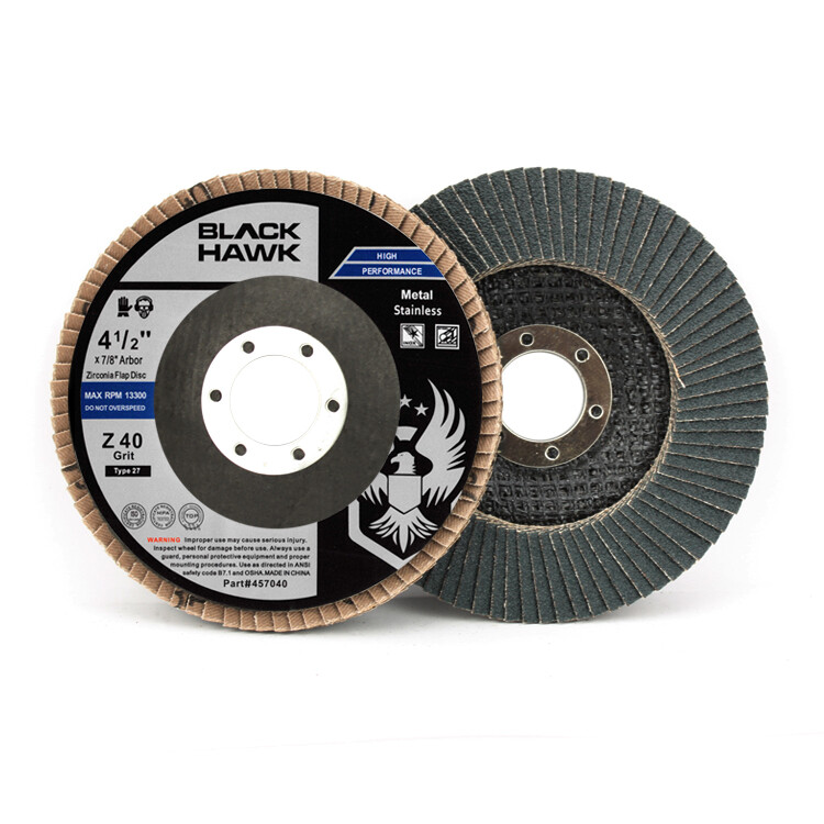 100 Pack 4.5″ x 7/8″ Black Hawk 40 Grit Zirconia Flap Disc Grinding Wheels T27
