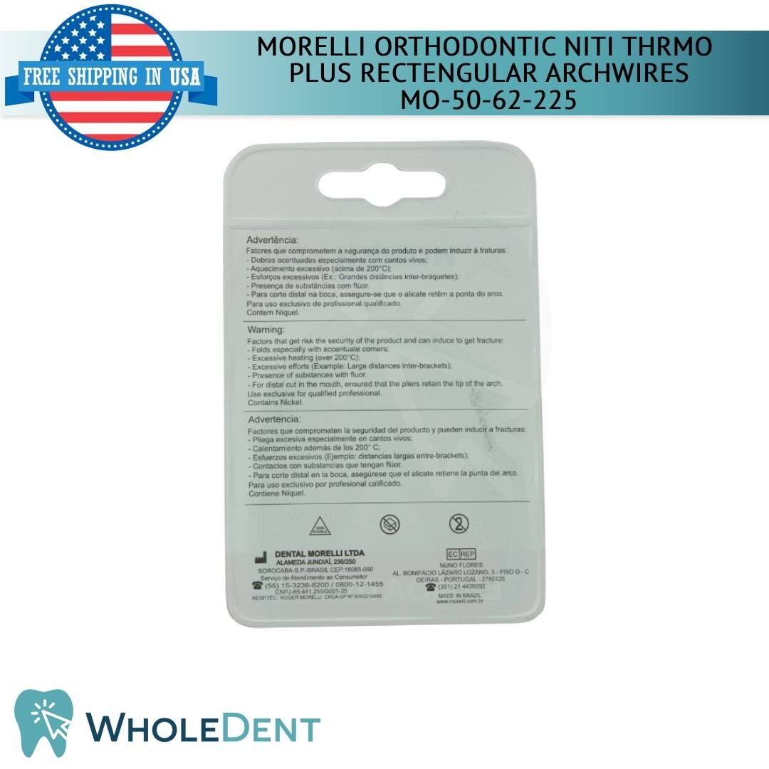 Morelli® Thermo Plus Large Rect NiTi Intraoral Arch 0.43×0.63mm (.017″x.025″)