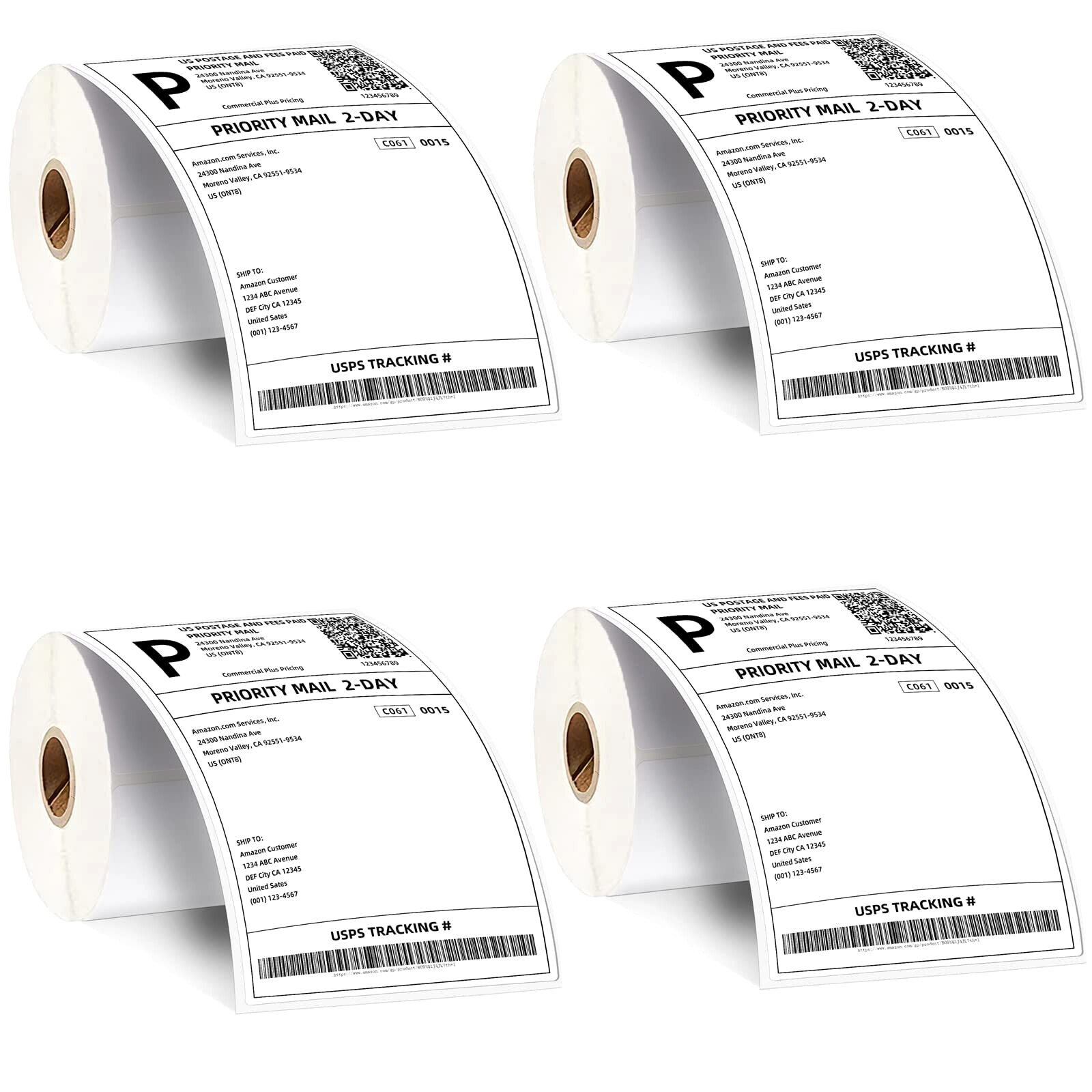 4 Rolls 4×6 Direct Thermal Shipping Labels – 250 per roll – 1000 labels