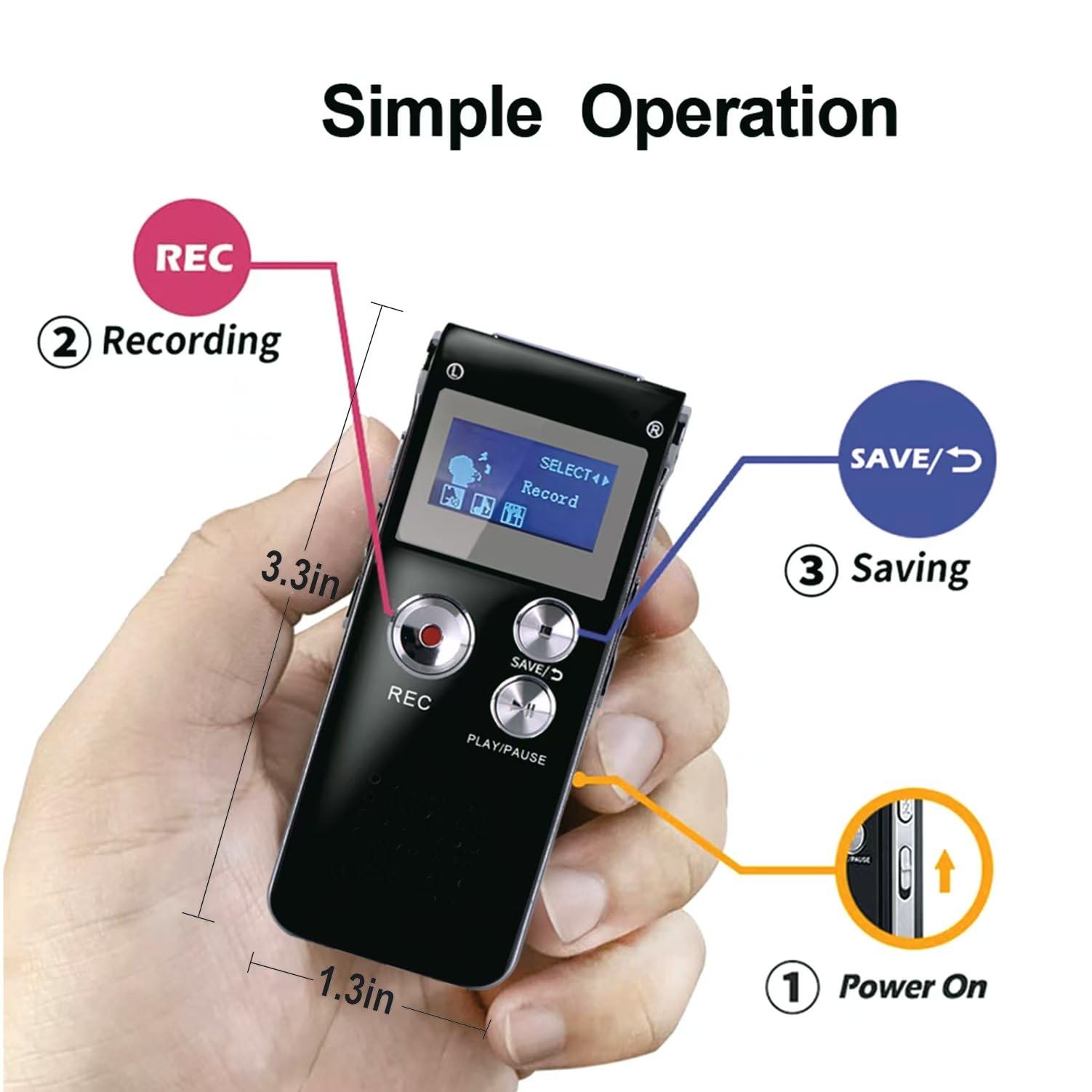 16GB Digital Voice Recorder Activated with Playback 1536KBPS S