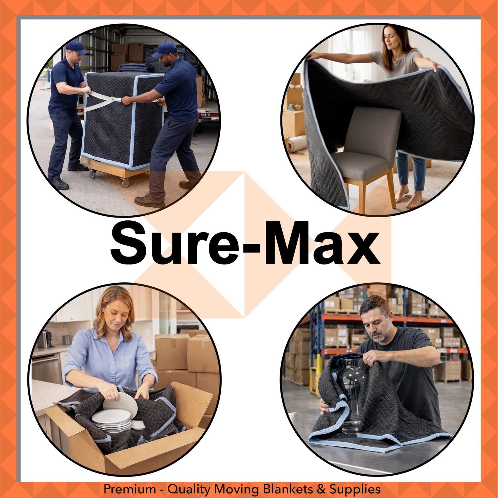 8 Moving Blankets Furniture Pads – Ultra Thick Pro – 80″ x 72″ Black