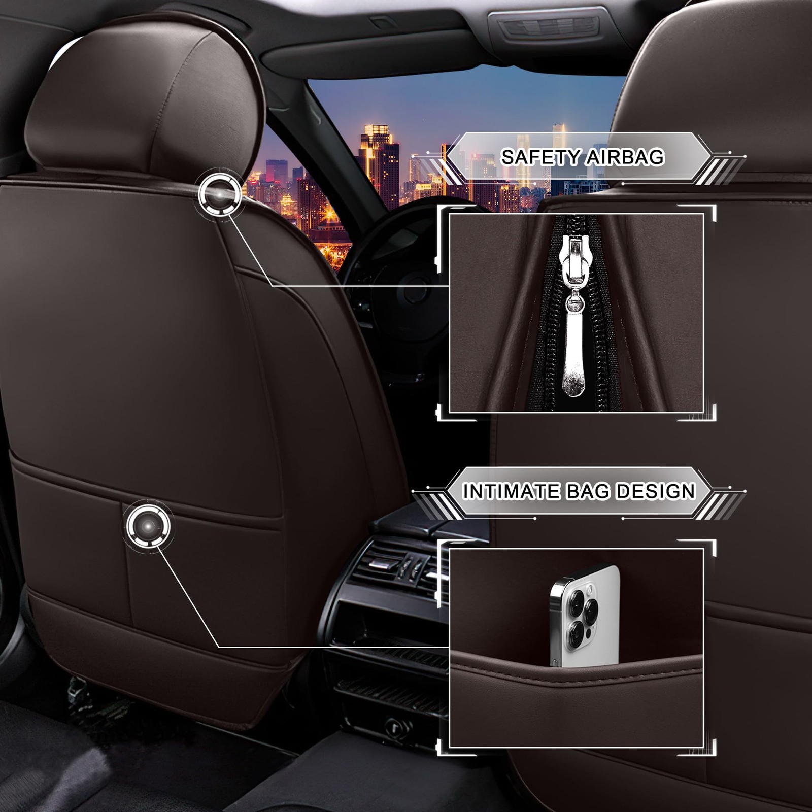 Nissan Leaf 2011-2026 Seat Covers Nappa Leather Coffee 2-Seat Set