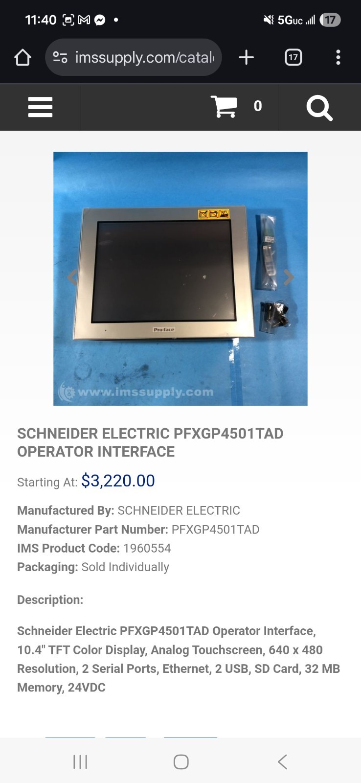 Pro-face GP-4501TW Operator Panel 10.4″ Color Display Ethernet USB Serial