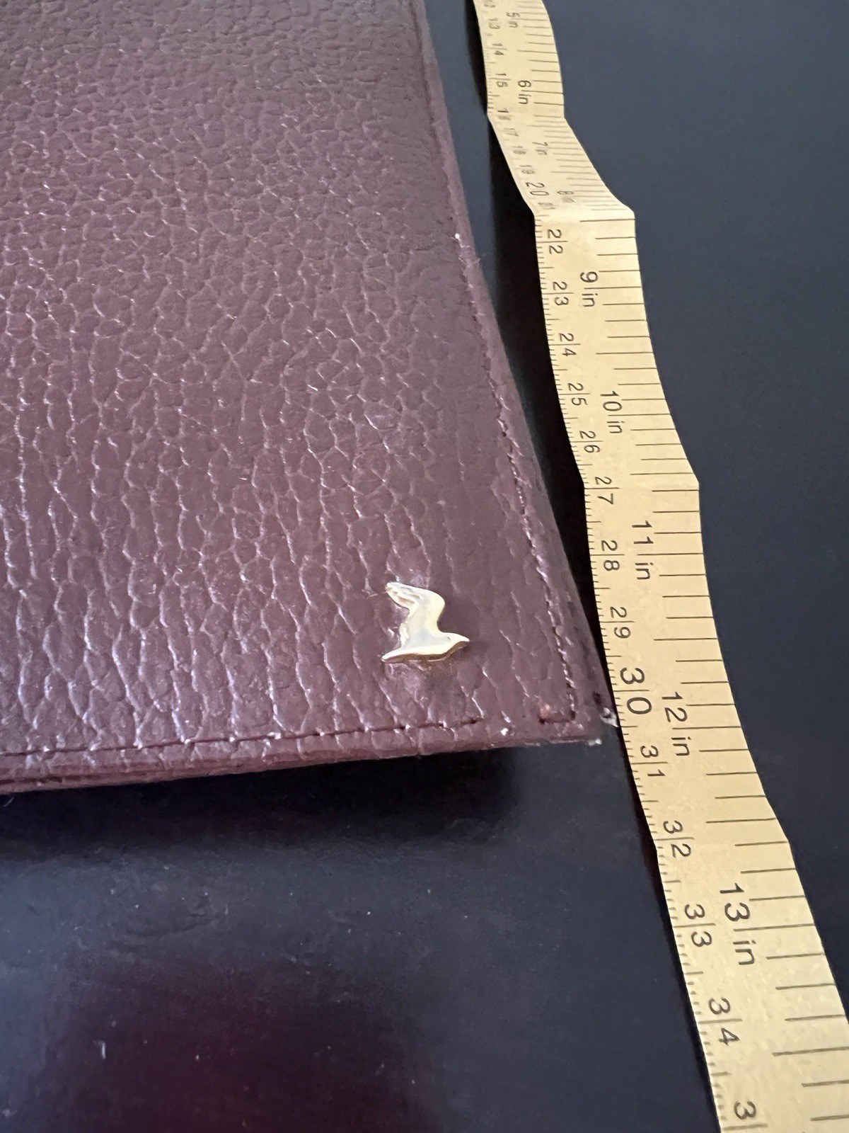 Vintage Brown Pebbled Leather Portfolio Letter Size Legal Pad Holder Gold Bird