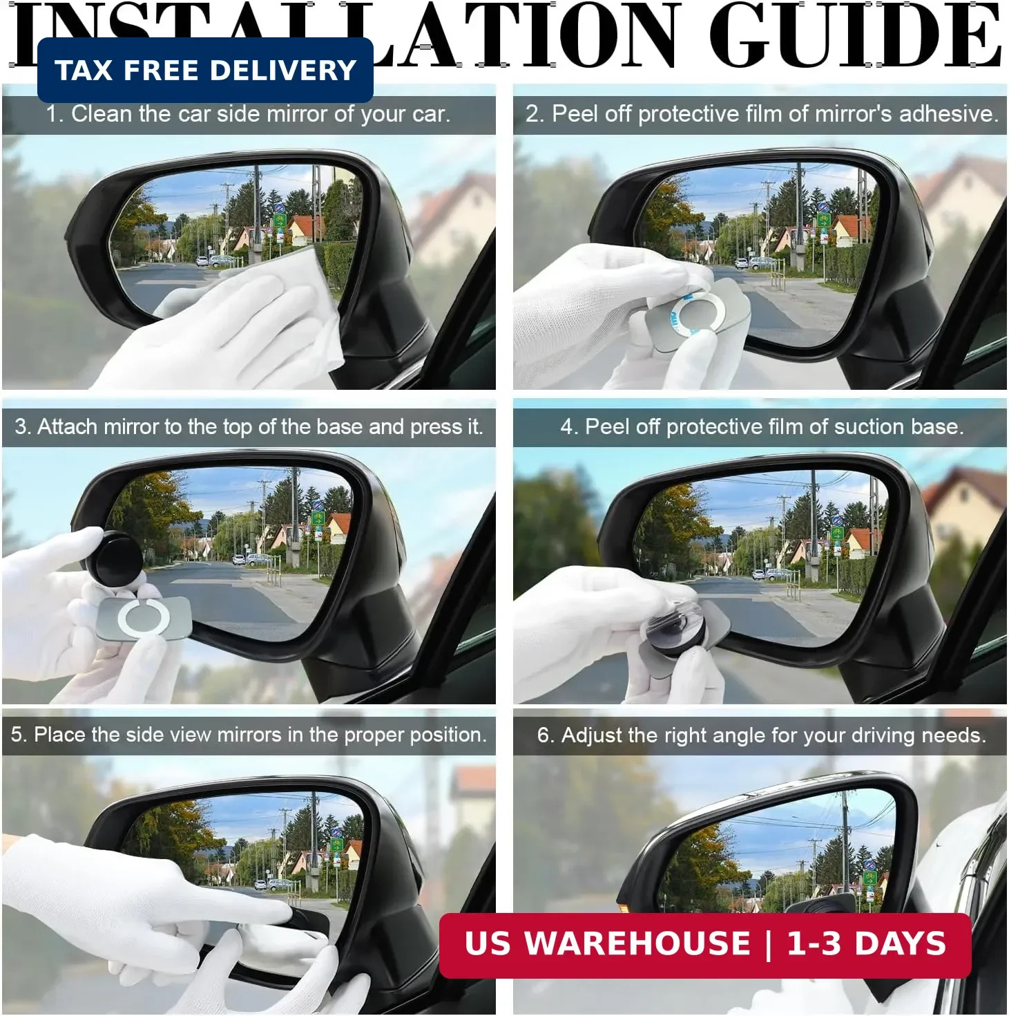 LivTee Blind Spot Car Mirror, Rectangular HD Glass Frameless Convex Side Mirror