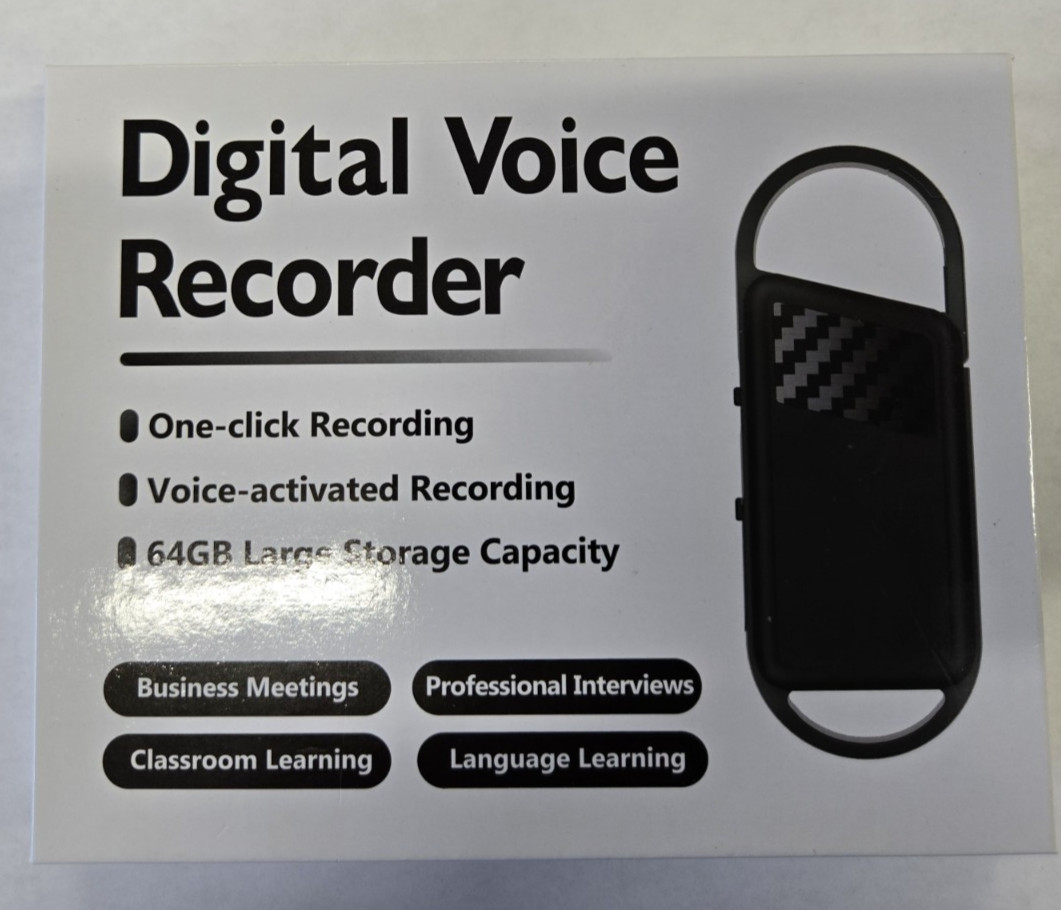 64GB Digital Voice Activated Recorder Pocket Audio Recording Playback Device