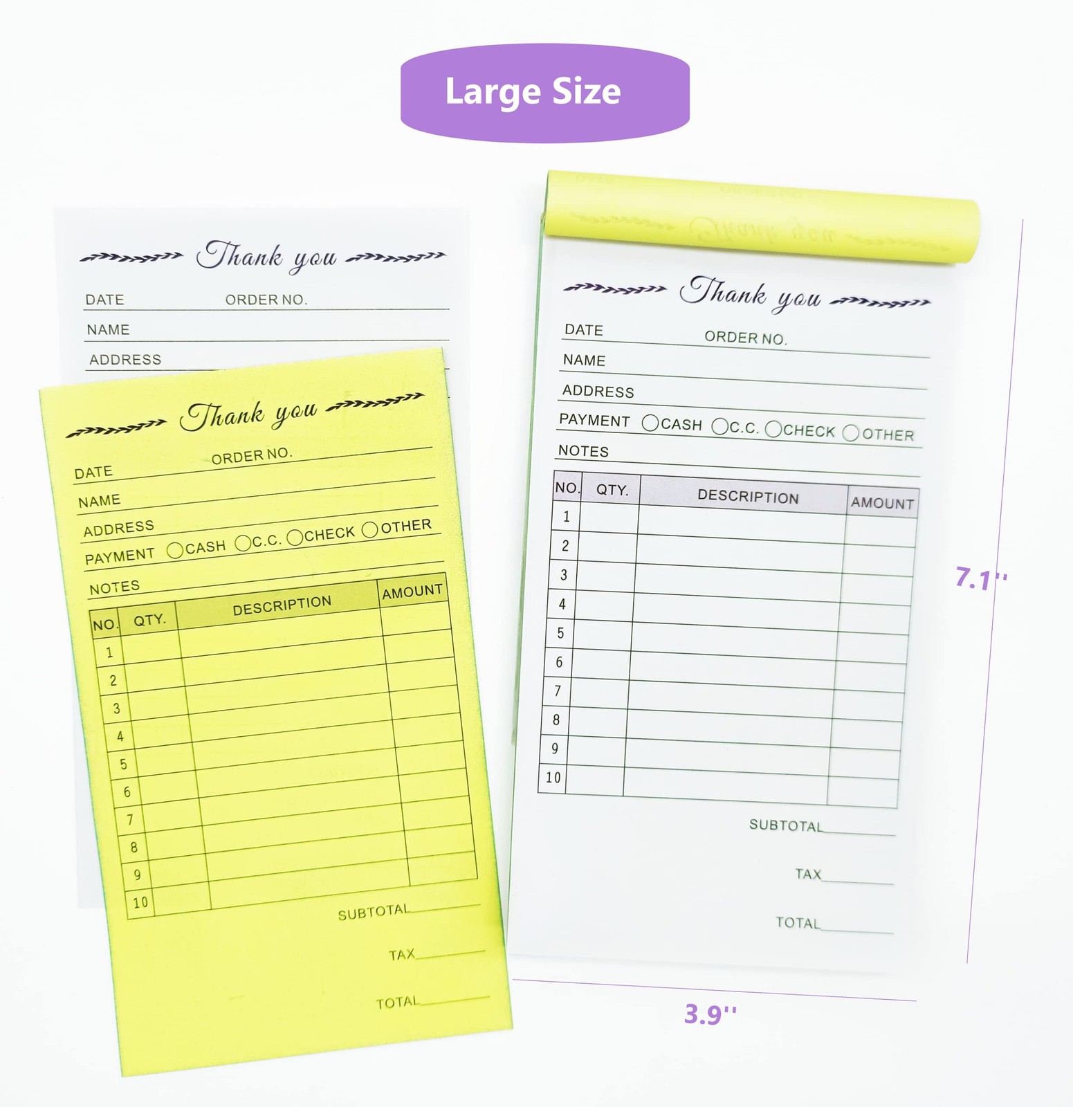 Thank You Receipt Book for Small Businesses 4×7 inches inches, Purple