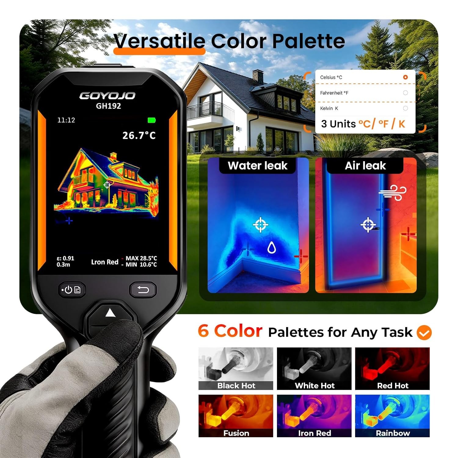 GOYOJO Handheld Thermal Imaging Camera 240X240/640X480 Super IR Resolution 25Hz