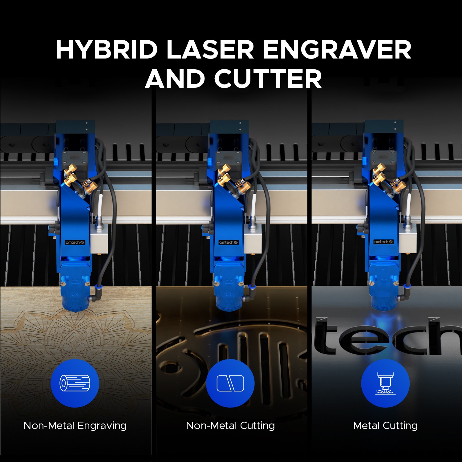 OMTech Pro 3655 Hybrid 150W Laser Cutter w Autofocus&Built-in Chiller – Used