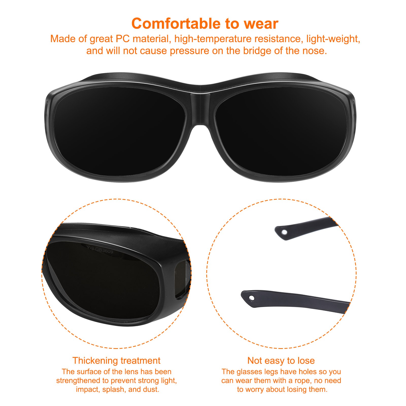 Welding Glasses IR Shade 8 CE Certified Protective Glasses Wrap-Around Lens
