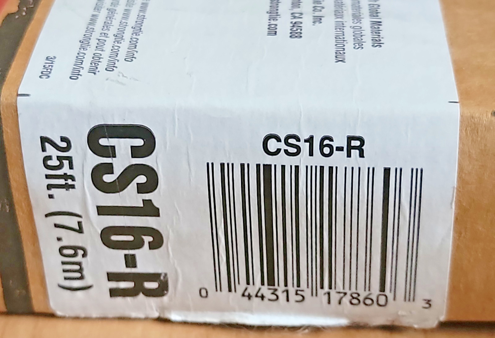 Simpson Strong-Tie CS16-R Coiled Strap 25ft. (7.6m) 16 Gauge – NEW READ