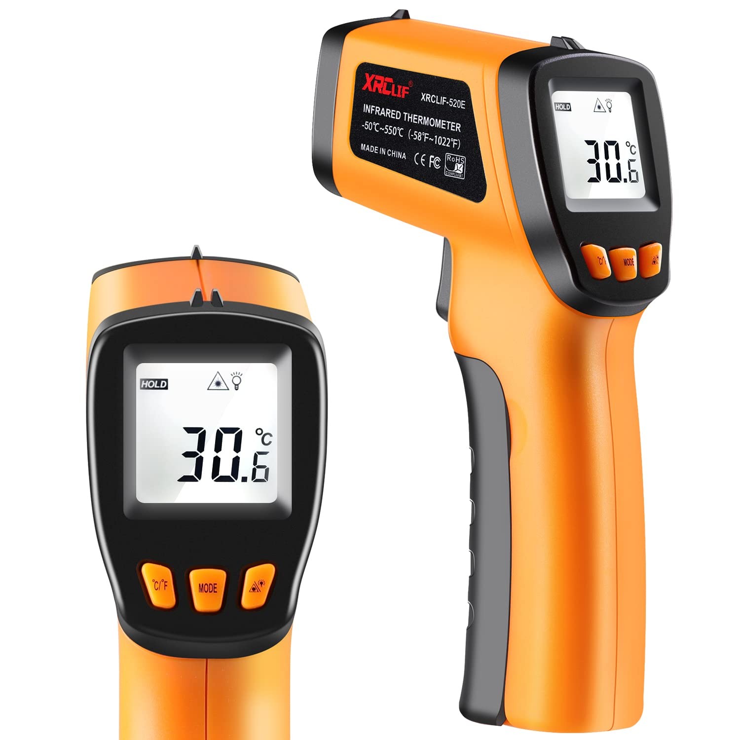 XRCLIF Infrared Thermometer Gun -58°F to 1022°F, 4 Piece Set, -58°F~1022°F
