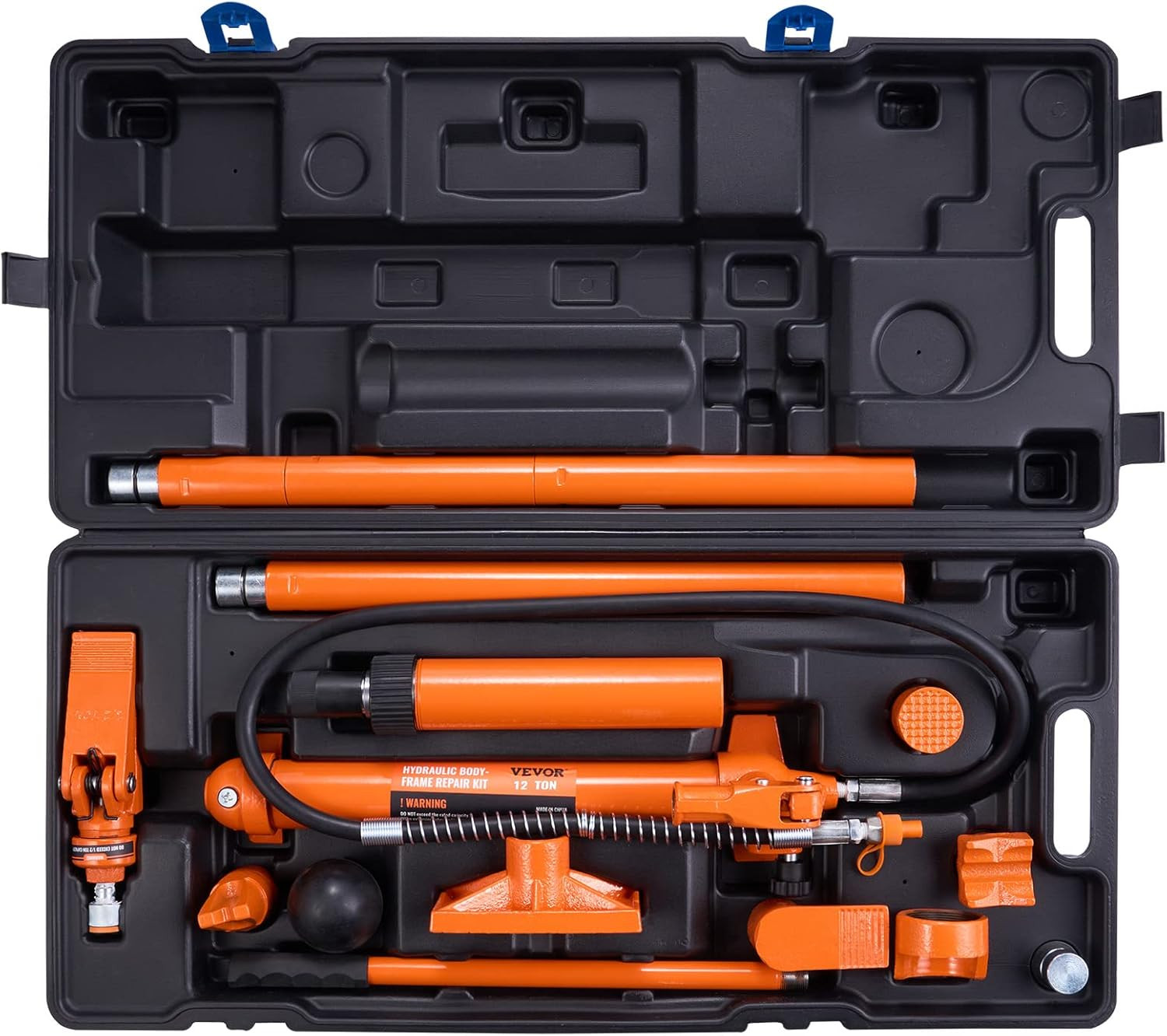12 Ton Porta Power Kit, Hydraulic Ram with Pump with 4.6 Ft/1.4 M Oil Hose, Port