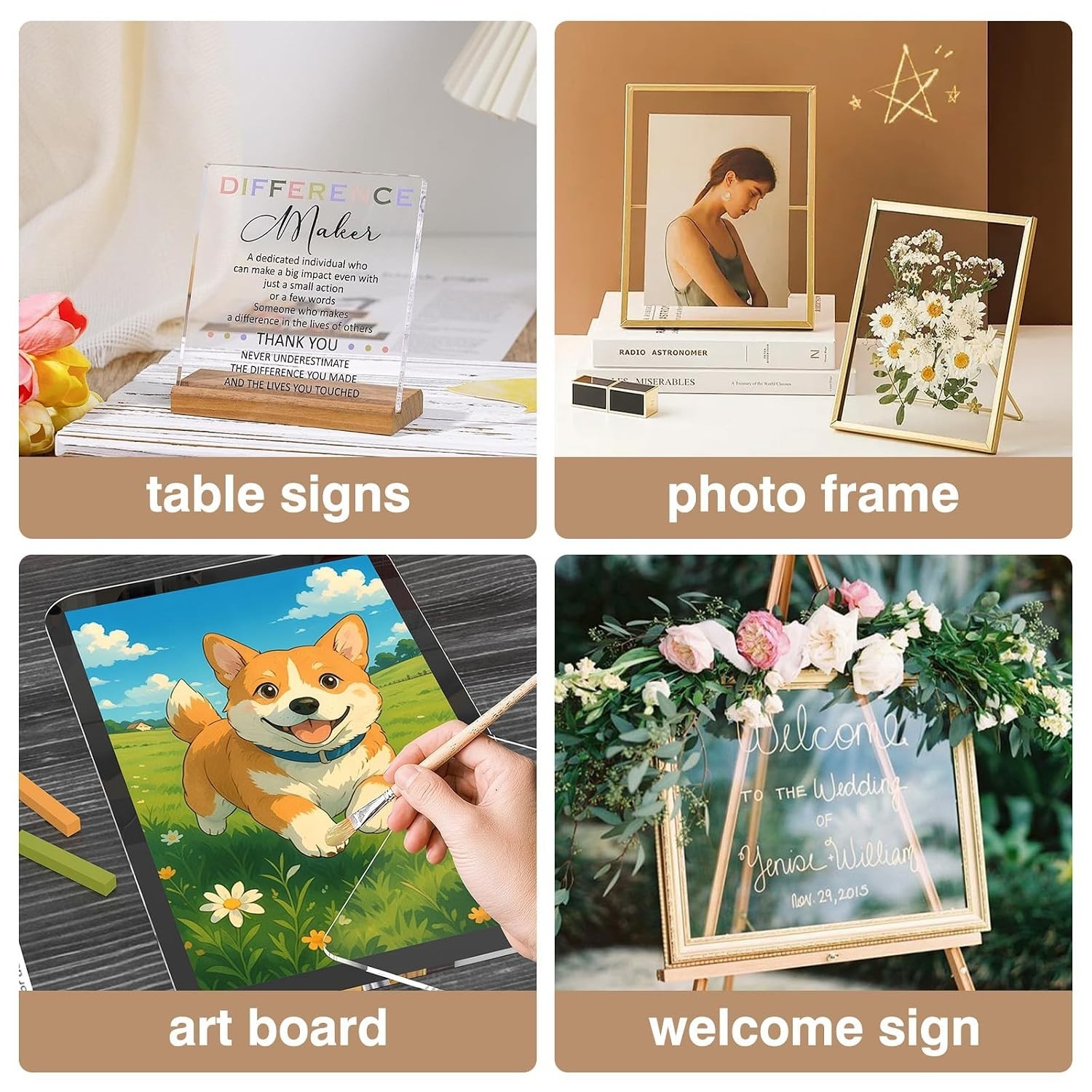 2 Pack 20×24″ Plexiglass Sheets 1/8 inch Thick (3mm), Clear Acrylic Panel Board