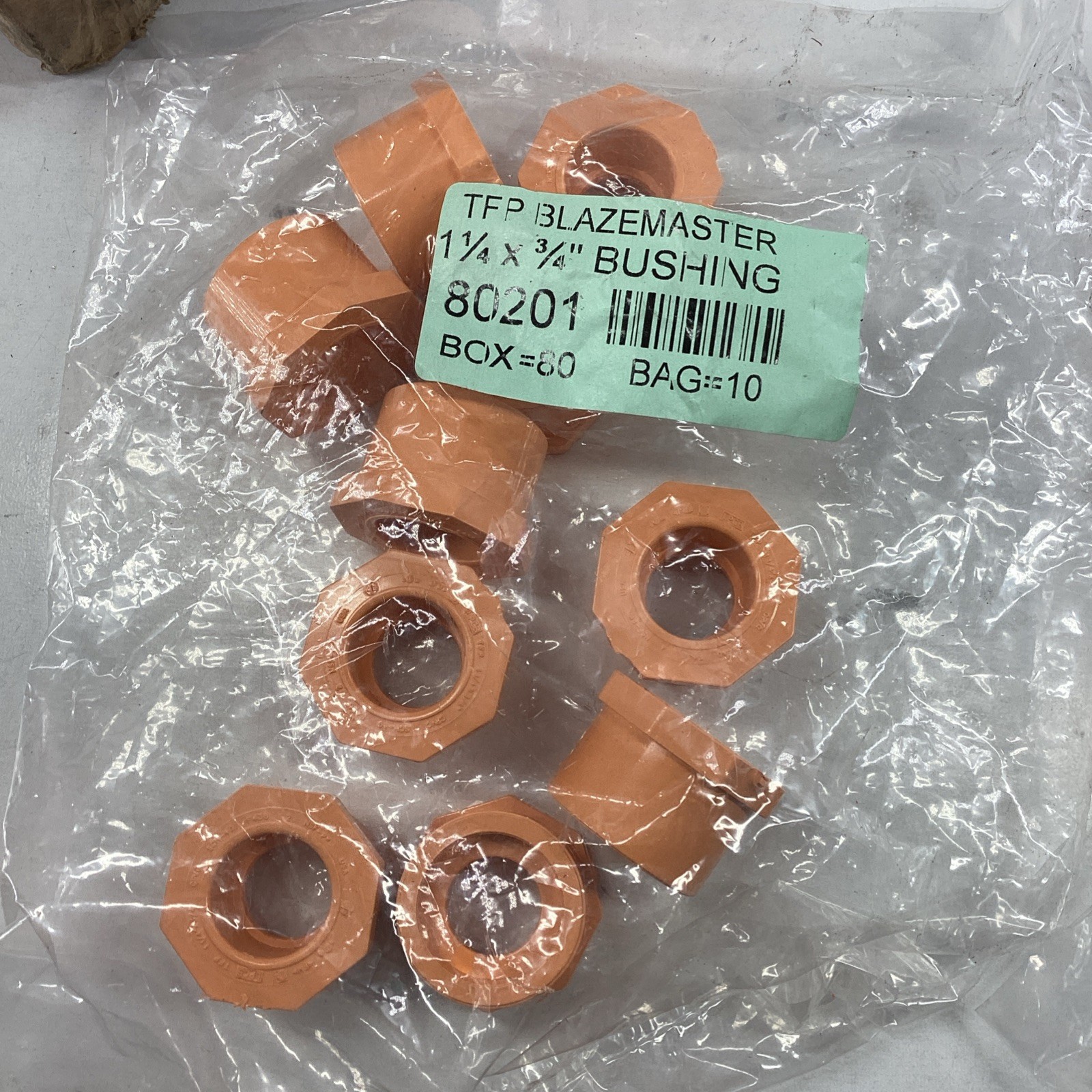 Bag of 10 Blazemaster 80201 1.25 X 0.75” Bushing