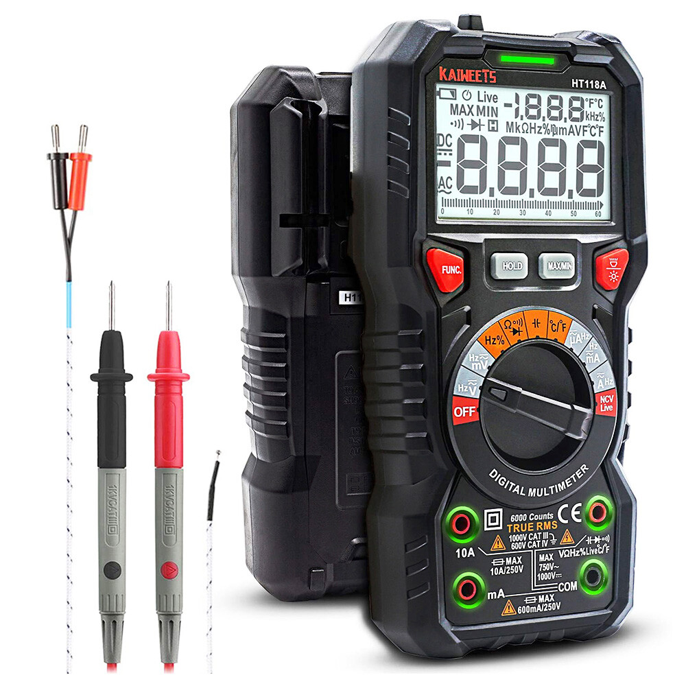 KAIWEETS Digital Multimeter TRMS Voltmeter,Auto-Ranging,6000 Counts,Accurately