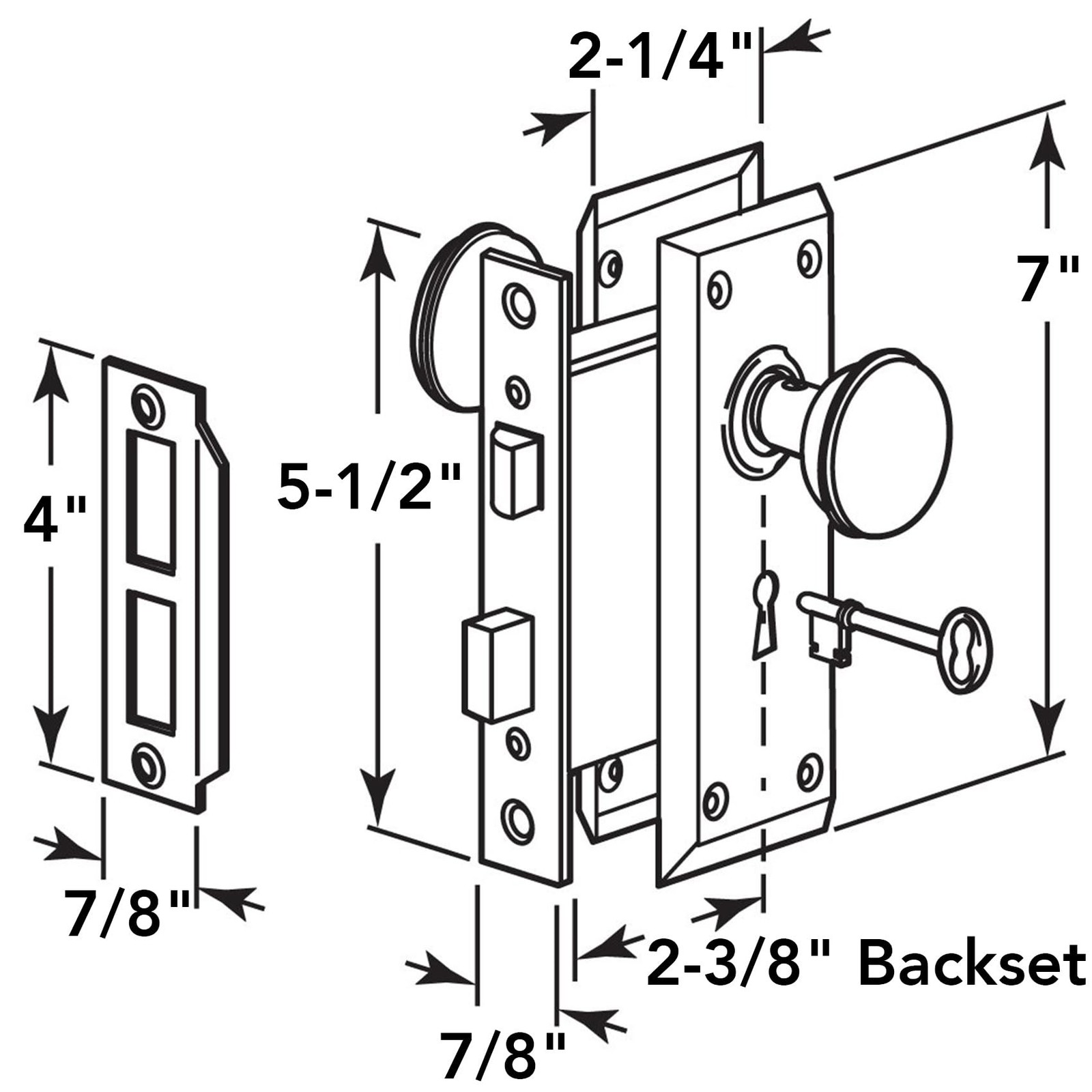 Mortise Keyed Door Knob Set for 1-3/8″ to 1-3/4″ Thick Interior Doors, 2-3/8″…