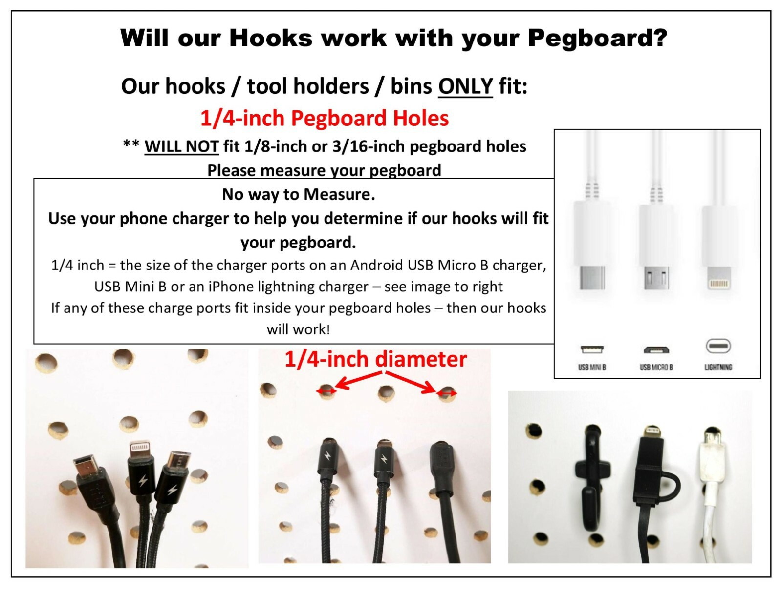 Plastic Black L Style Pegboard Hook Kit Tool – 50 Pack – PEGBOARD NOT INCLUDED