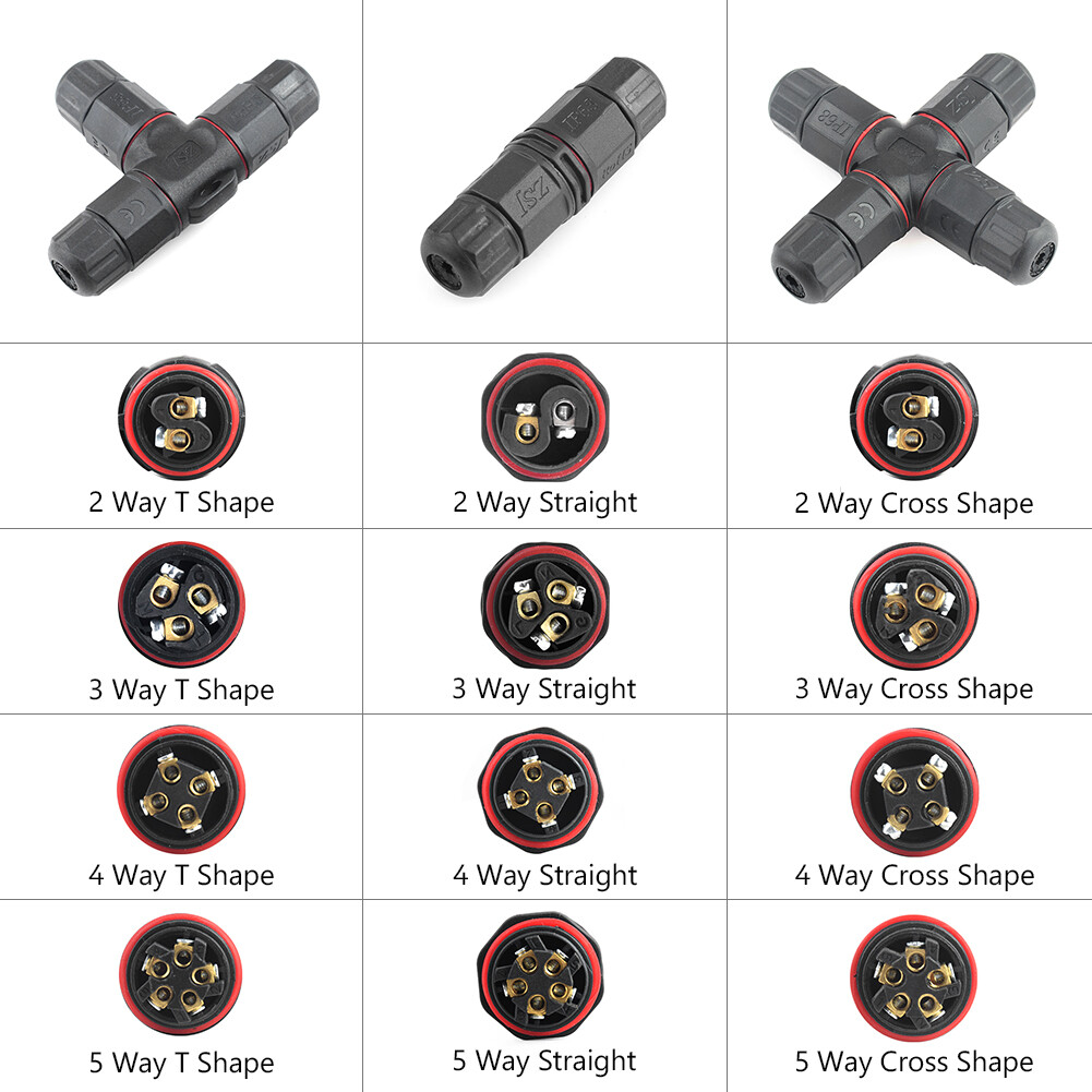 IP67 Waterproof Electric Cable Wire 2/3 Pin Connector Outdoor Outlet