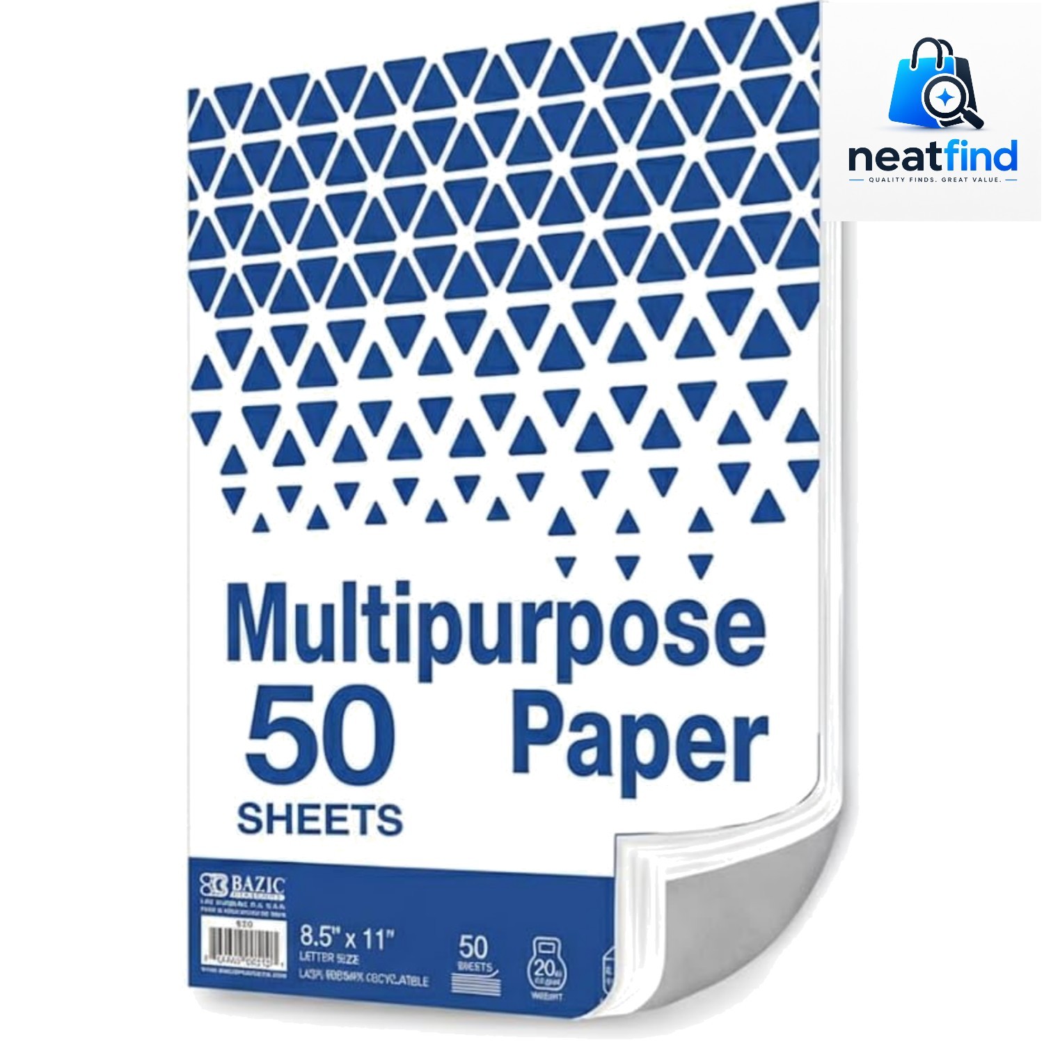 White Multipurpose Paper, 8.5 x 11 in, 50 Sheets | 20 lb 75 gsm, 100% recycle…