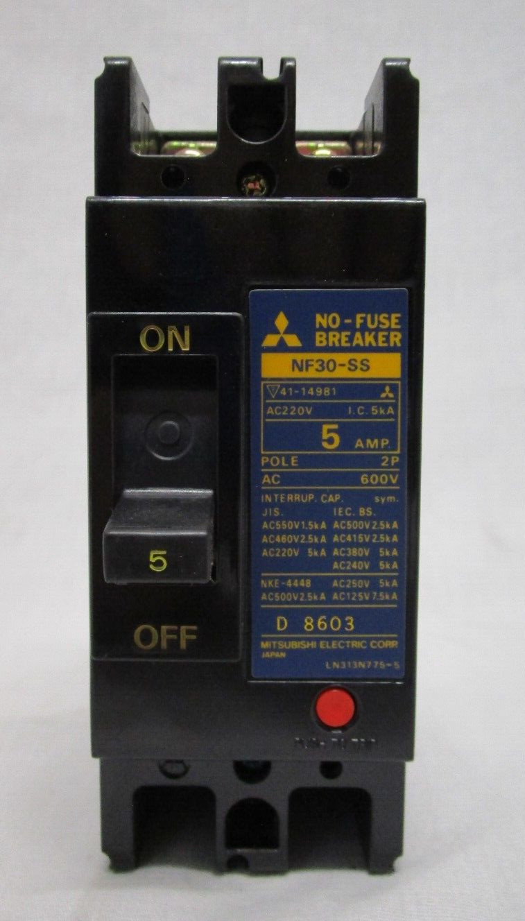 NEW MITSUBISHI NF30-SS-2P-5A NO-FUSE CIRCUIT BREAKER