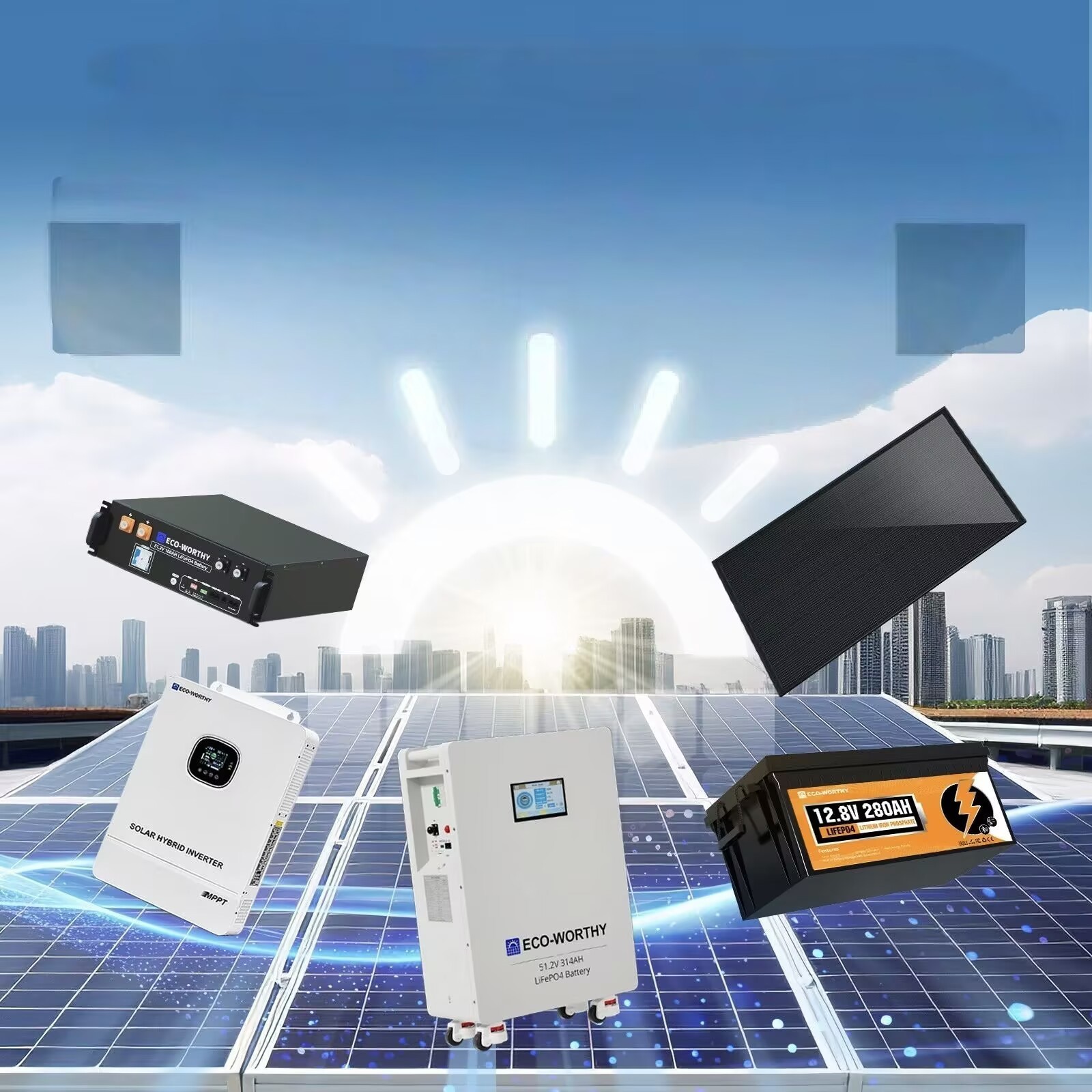 ECO-WORTHY 32.15kWh 2Pack 48V 314AH LiFePO4 Battery Vertical Standing Backup