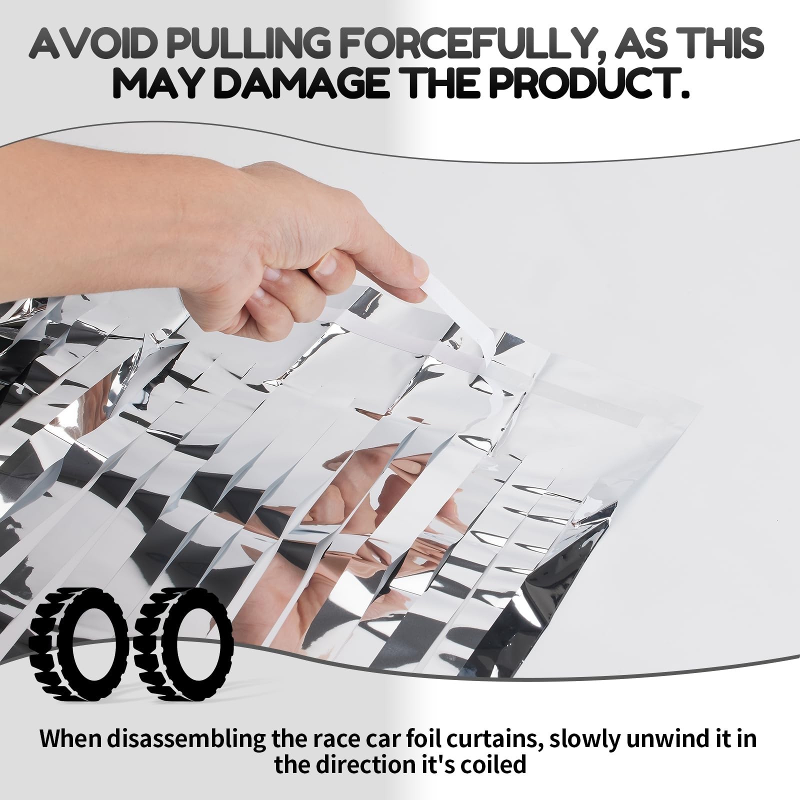 Black and White Checkered Tinsel Backdrop Curtains | 3 PCS, 3.3 x 6.6 ft, Rac…