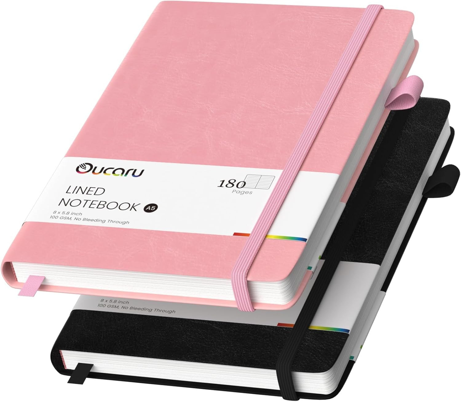 Lined Journal Notebook, 2 Pack, 180 Pages, A5 Journals for Writing, 100 GSM Thic