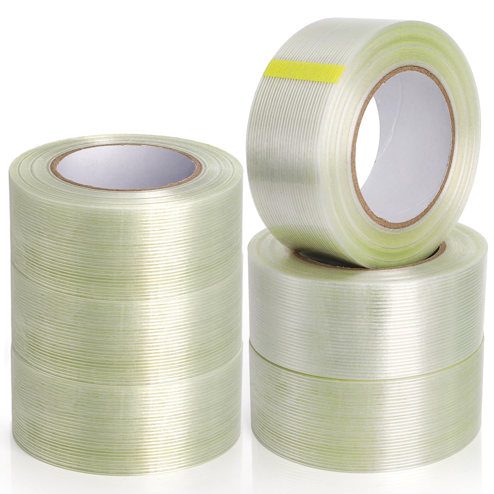 Nagpew 6 Rolls Filament Strapping Tape 2 x 60yds x 5.5mil Reinforced Fiberglass