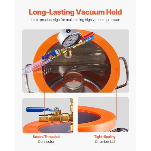 5 Gallon Vacuum Chamber and 3.5 CFM Pump Kit, Stainless Steel Chamber, Single St