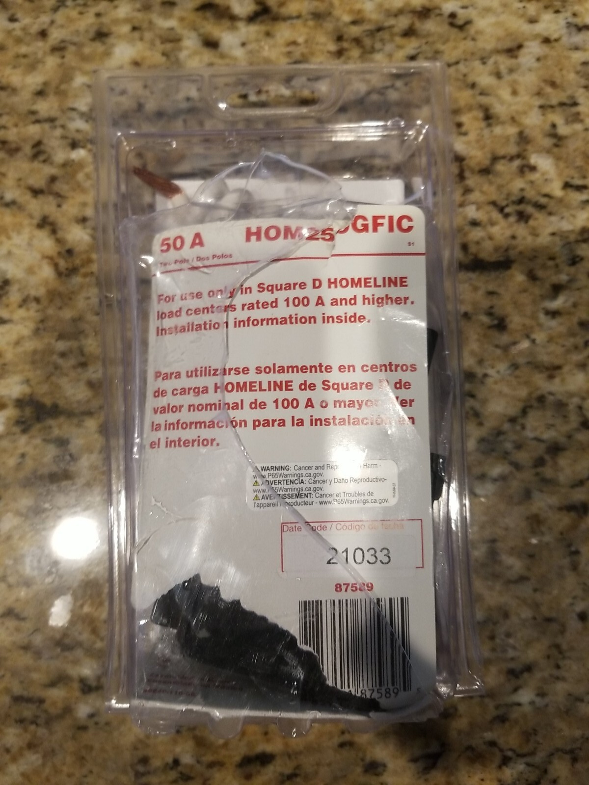 Square D Homeline HOM250GFIC 50A Two Pole Circuit Breaker & GFIC *OPEN-BOX/NEW*