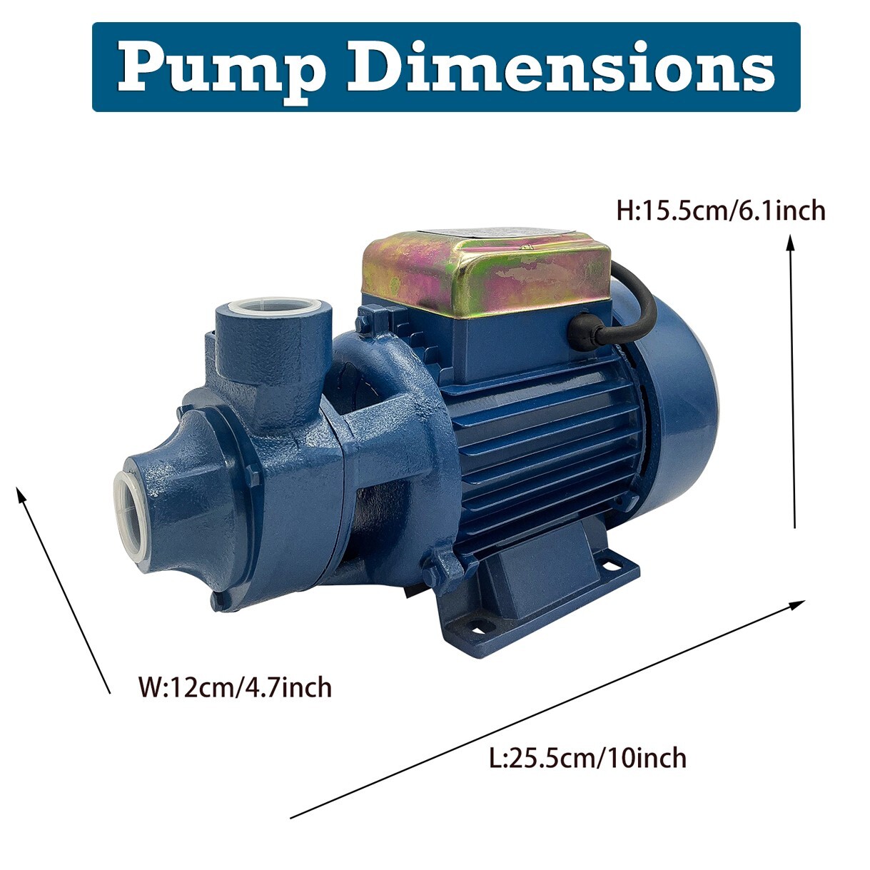 1/2HP Clear Water Pump Electric Centrifugal Self Priming Industrial Farm Pool