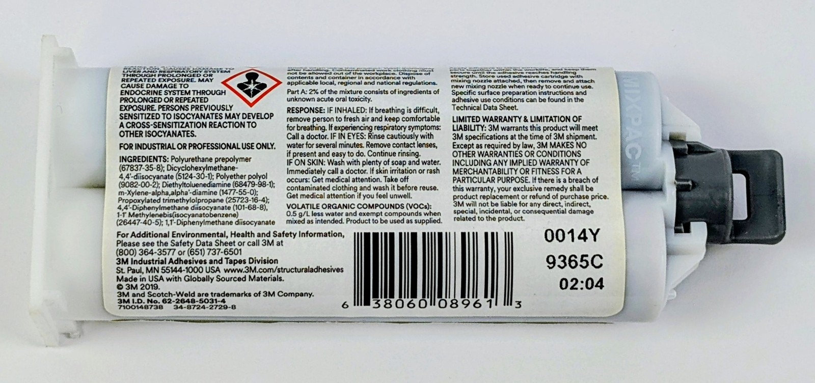 3M Scotch-Weld DP604NS Urethane Adhesive Black 48.5mL Structural Duo-Pak