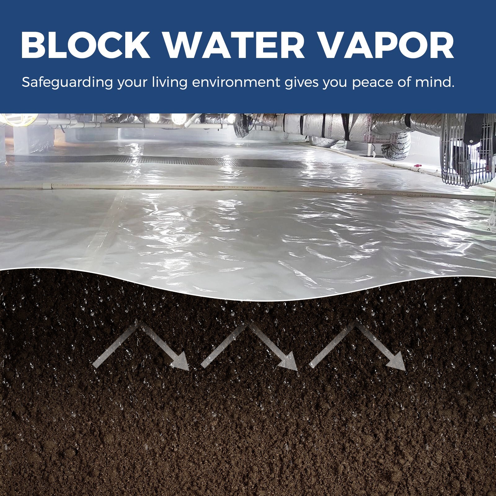 Alorair 10mil Crawl Space Film Vapor Barrier Supply Polyethylene Sheeting 10×65′