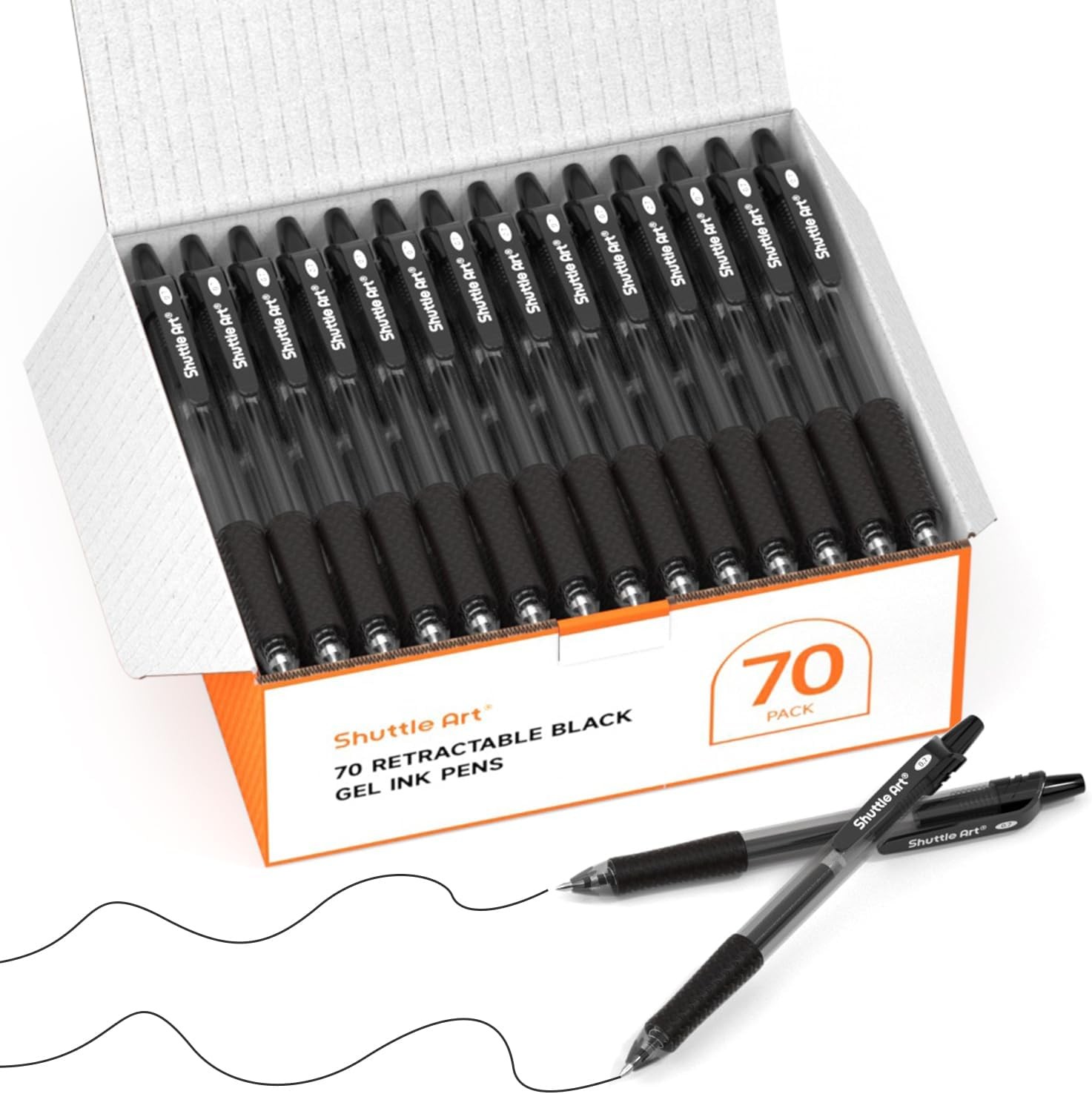 Shuttle Art Black Gel Pens, 100 Pack Retractable 1 Count (Pack of 100),